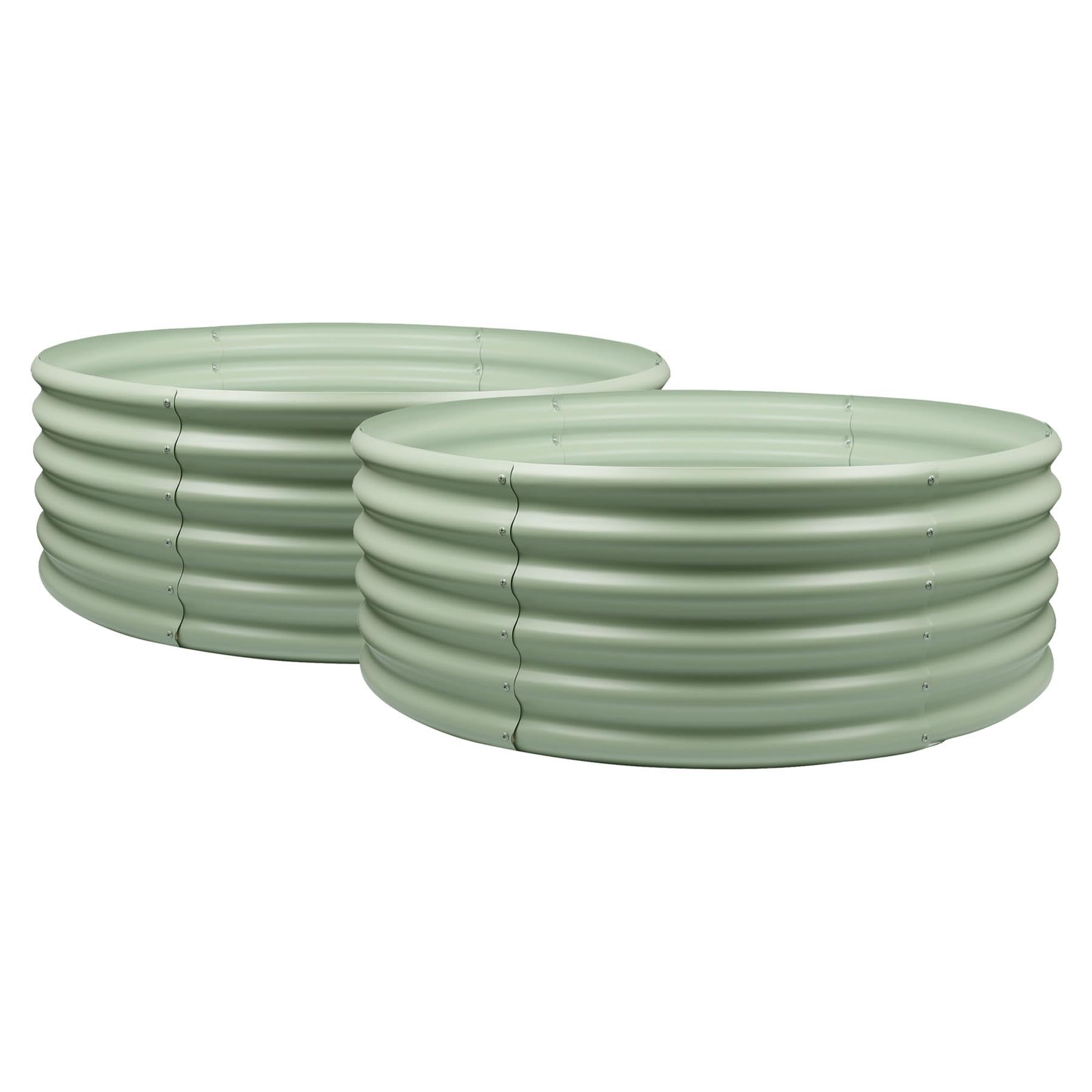 Harbour Housewares Green Raised Garden Bed - 120 X 45Cm - 2X - Round - Bottomless Metal Raised Bed Galvanised Steel Planter Box For Growing Outdoor Plants, Vegetables, Flowers And Herbs