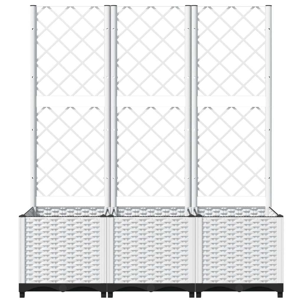 Myheimly Pflanzkübel mit Rankgitter Weiß 120x40x136 cm PP