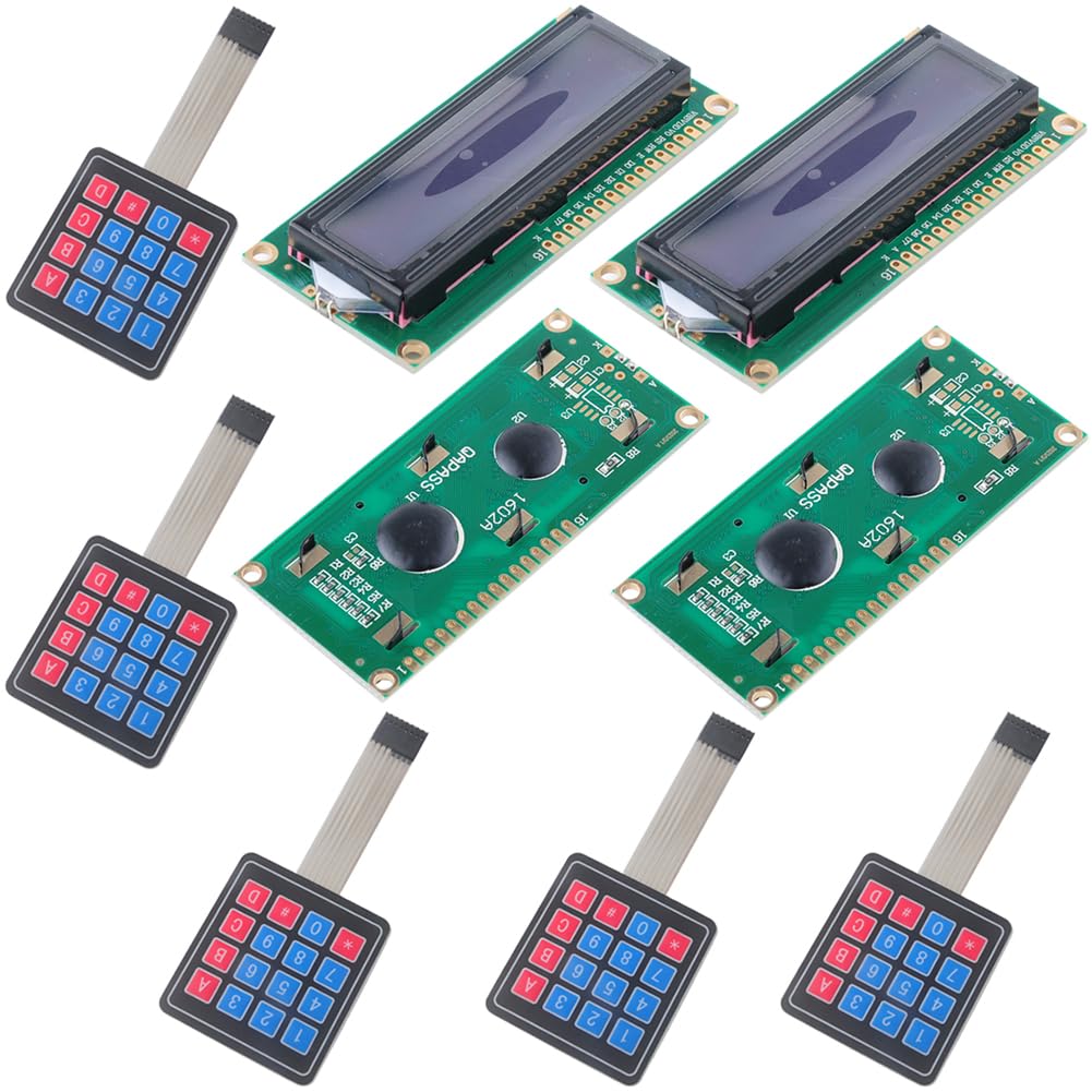 4pcs 1602 LCD Display + 5pcs 4x4 Membrane Switch Keypad