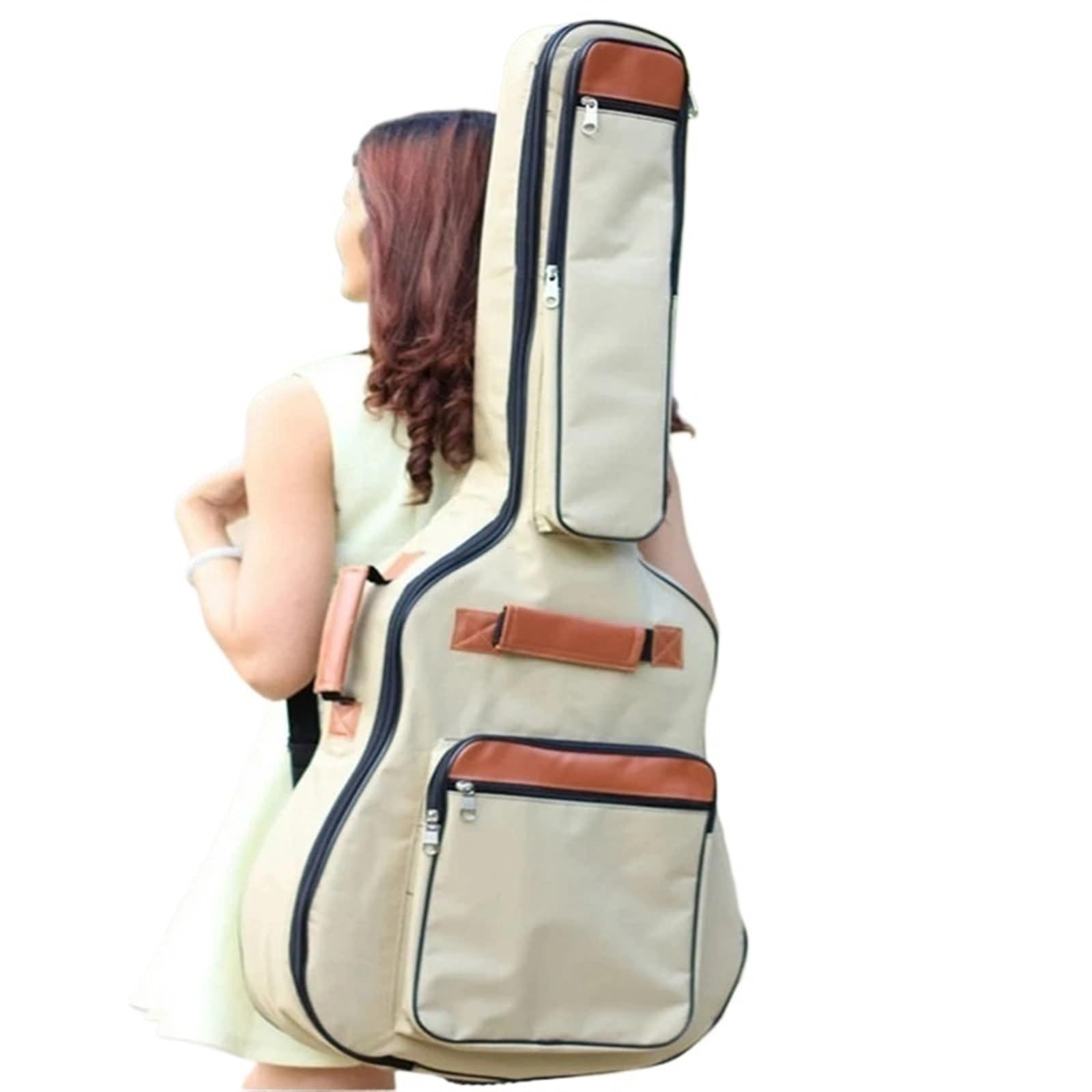 Funda para Guitarra Bolsa for Guitarra acústica de 40/41 Pulgadas, Resistente al Agua, Funda for Mochila Viaje, Duradera, con Almohadilla algodón Grueso, for Llevar a Mano(Brown)