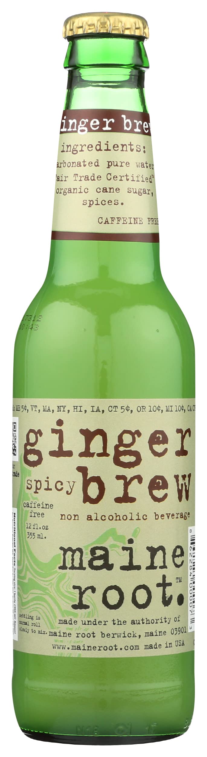 Maine Root Ginger Brew Soda, 12 Ounce - 4 per pack - 6 packs per case.