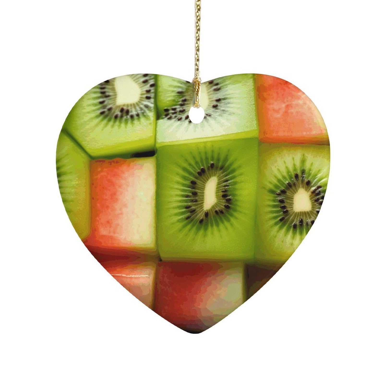 Fekiloot Style Kiwi Watermelon Ceramic Ornament Home Decor Keepsake