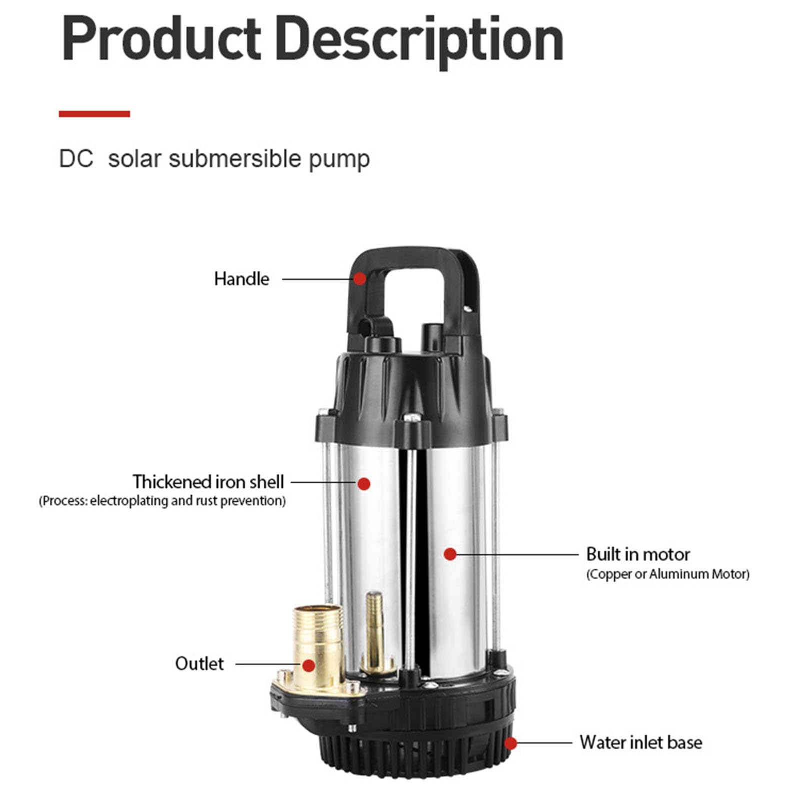 Bomba Sumergible DC 12V 180W - Motor de Cobre Sin Escobillas con Alta Eficiencia, ³/h, 8m Ascensor - Ideal para Drenaje de Granjas, Granjas, Piscinas y Acuarios