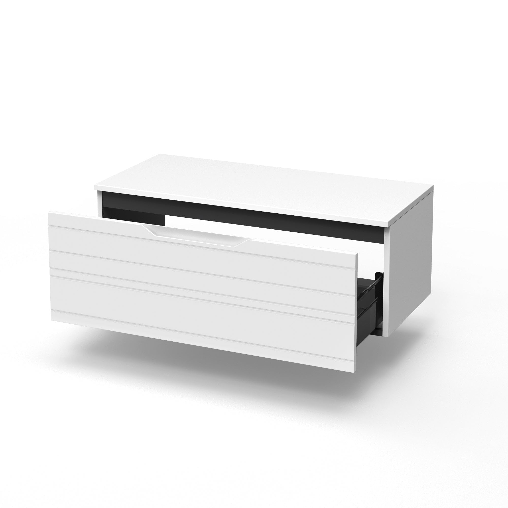 AQA DESIGN accessori casa base con top 1 cestone, top di copertura, nr1 cassetto con scorrimento e chiusura soft close, maniglia a gola, utilizzabile - Bianco - 80x45x37 cm