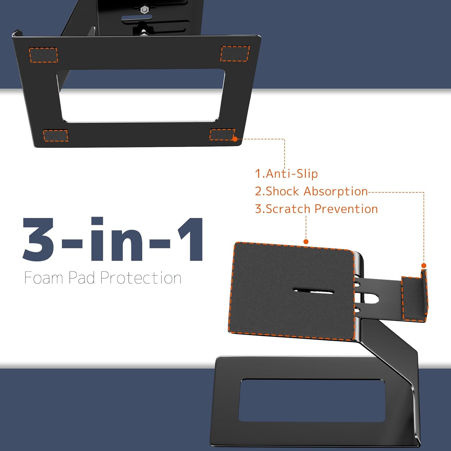 PUTORSEN Desk Speaker Stands,Desktop Speaker Stands for Most Small & Medium Bookshelf Speakers, Computer Speakers,Depth Up to 7.71in,6 Tilt Angle,Speaker Risers with Vibration Absorption Pad, Black