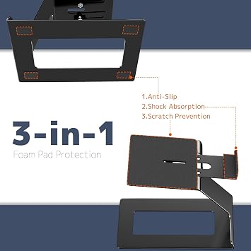 Desk Speaker Stands for Most Bookshelf Speakers, Depth Up to 7.71in, 1 Pair | 6 Tilt Aligns Speakers To Ears, Desktop Speaker Stands With Anti-Vibration Pads Reduce Resonance, Free Up Desk Space, Black