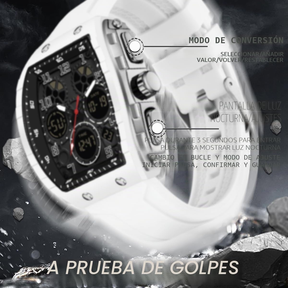 Reloj de pulsera analógico digital para hombre, impermeable, deportivo, militar, táctico, casual, de cuarzo, con cronómetro, alarma de cuenta regresiva, pantalla curvada, para hombre