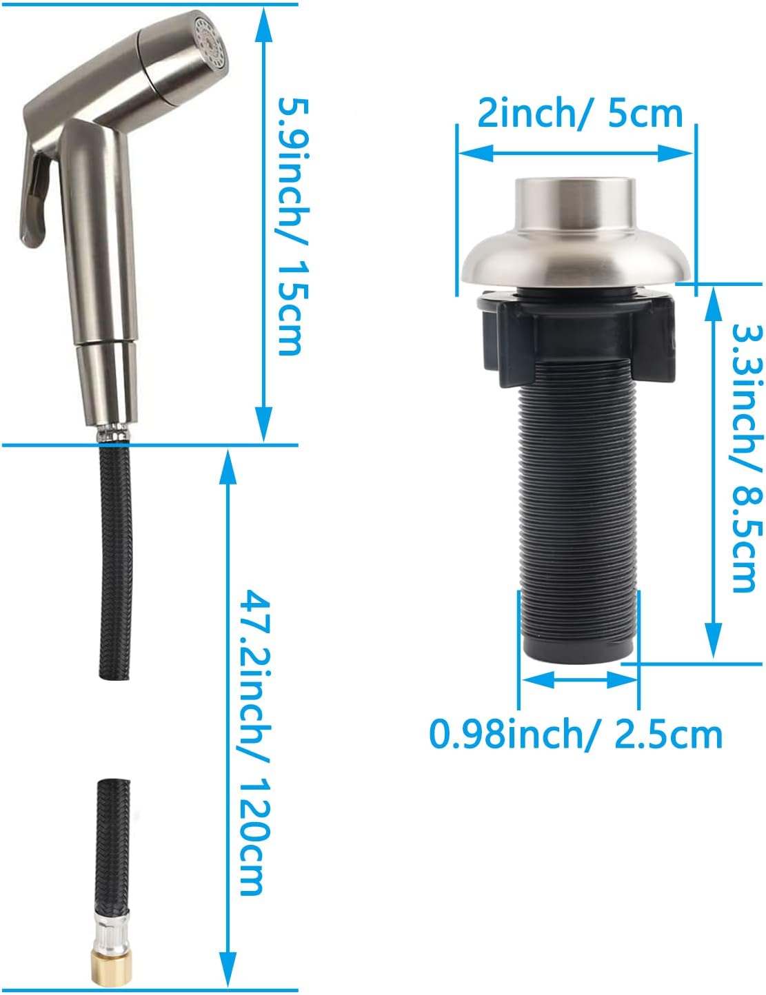 Kitchen Sink Side Sprayer Replacement, Kitchen Sink Faucet Spray Head-Oil Rubbed Bronze with Hose and Holder Kitchen Sink Attachment Faucet Sink Sprayer Head Replacement for Kitchen Sink Faucet