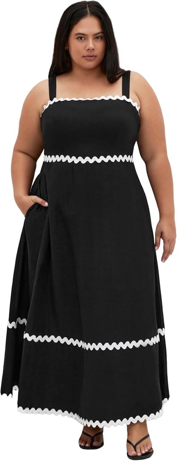 City Chic Women's Plus Size Dress-Shani Fit and Flare Blk/White 22 Plus