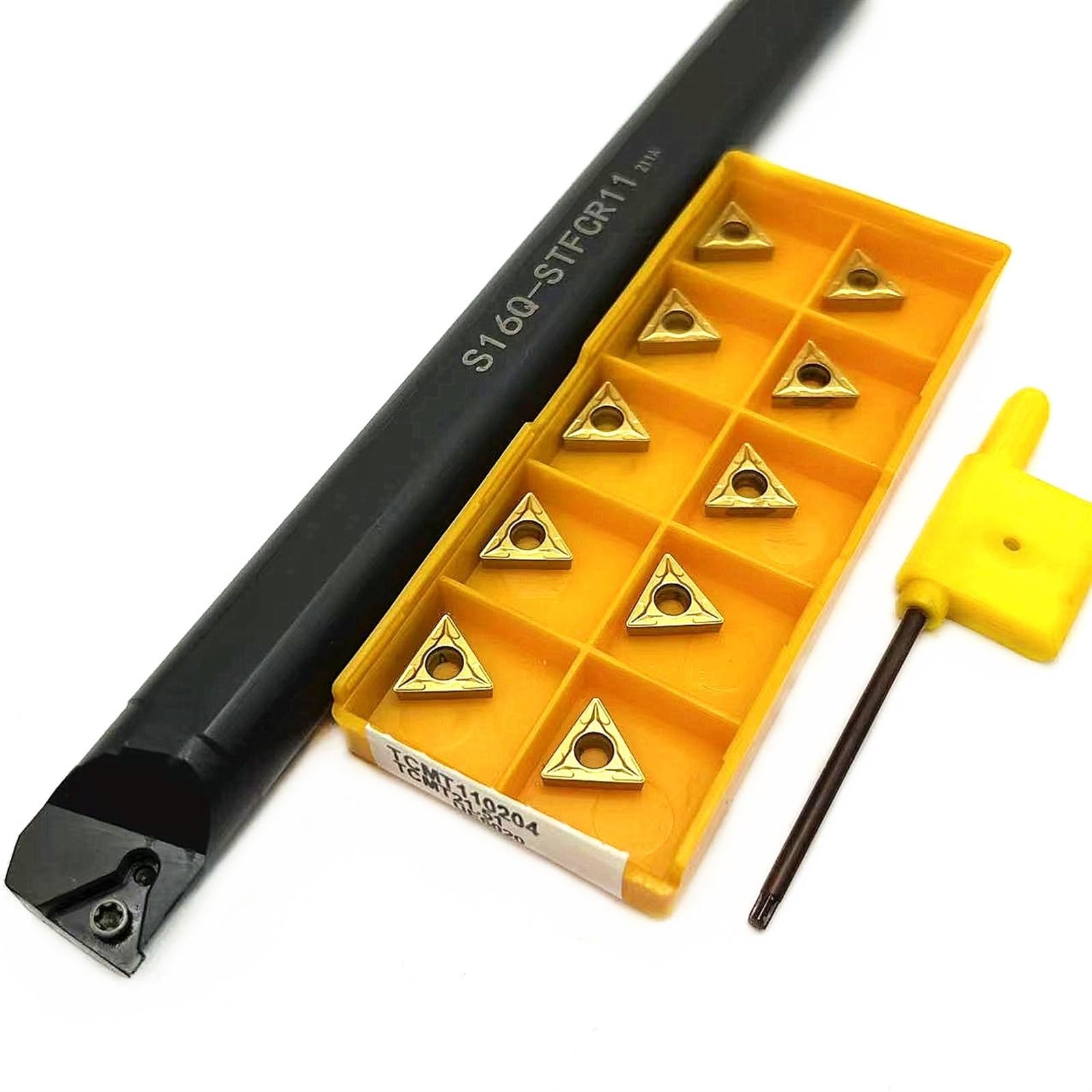 1 barre d'alésage de tour S16Q-STFCR11 16 mm outil de tournage interne porte-outil de tournage indexable + 10 inserts en carbure TCMT110204 UE6020