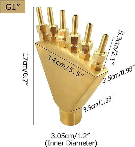 Miniatura 5 de Boquilla de fuente de latón ajustable, boquilla de fuente de dedo, accesorios de fuente de paisaje de agua B-N-12 (1")