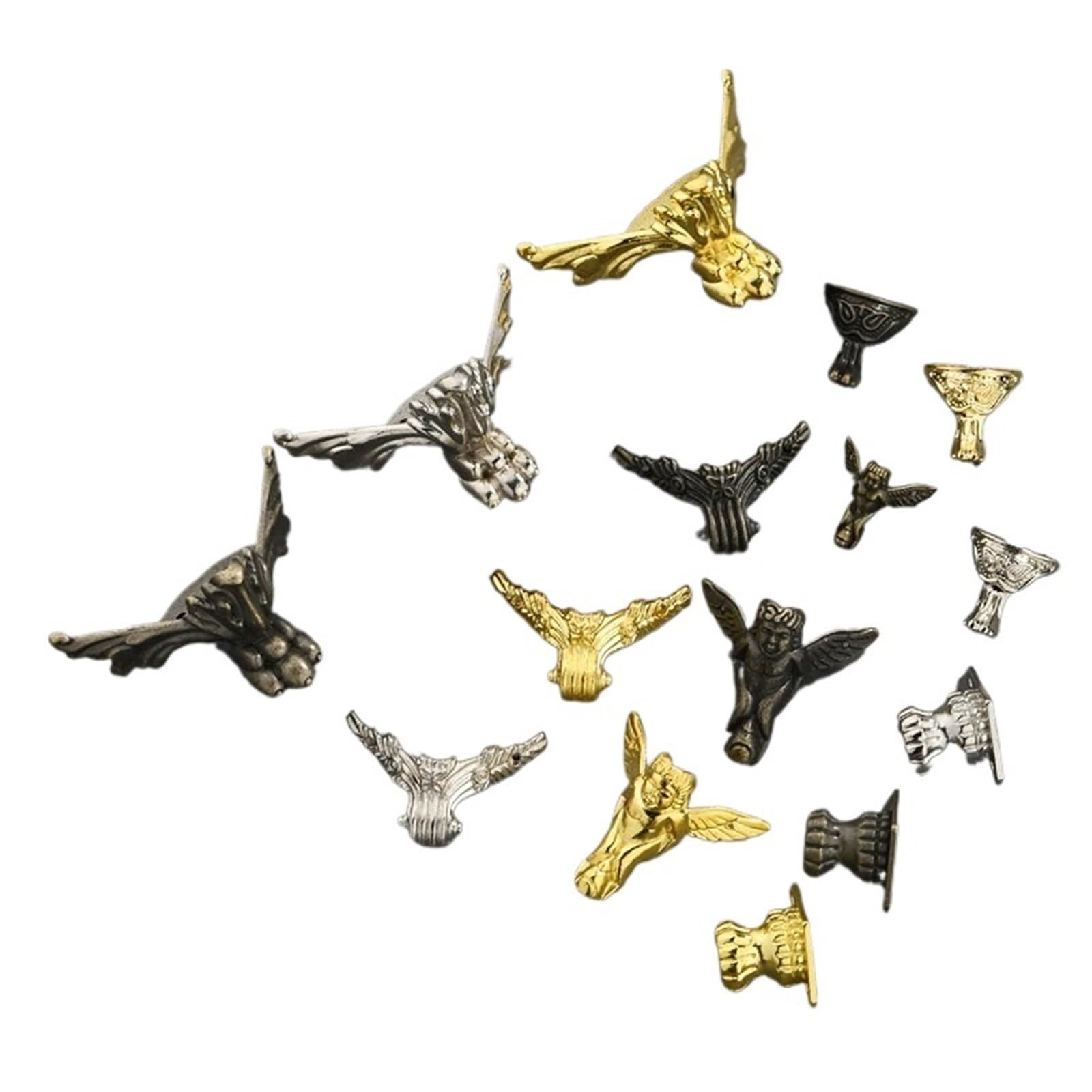 Corner Braces Brackets Antique Decor Corner Protector Hardware for Jewelry Wooden Box Foot and Edge Guard(521-bronze-4pcs)