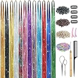 Hair Tinsel Kit 48 Inches Tinsel Hair Extensions Kit with Tools 12 Colors 2400 Strands Fairy Hair Tinsel Heat Resistant Highlights Sparkling Glitter Hair Extensions Hair Tensile Kit for Women Girls Hair Tinsel Kit 48 Inches Tinsel Hair Extensions Kit with Tools 12 Colors 2400 Strands Fairy Hair Tinsel Heat Resistant Highlights Sparkling Glitter Hair Extensions Hair Tensile Kit for Women Girls