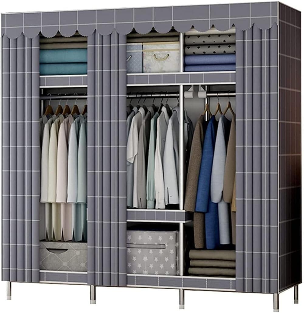 Metal Assembly Wardrobe Home Open Stable Bedroom Rail Portable Wardrobe Organiser 172 45 128CM Clothes Rack (Color : F Size : 172 45 128CM) (B 172 * 45 * 128CM)