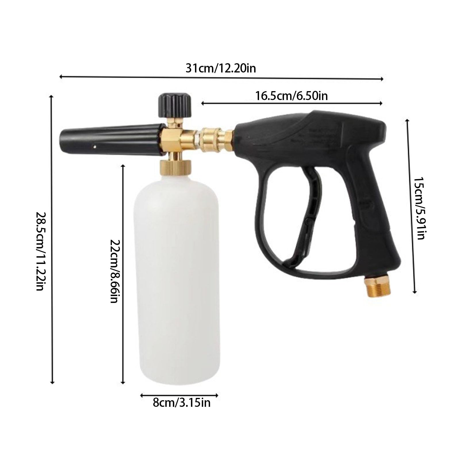Limpiador de alta presión profesional con adaptador de espuma, doble 1/4 pulgadas, 5 boquillas para coche, accesorios de limpieza de coche, agua de espuma ajustable