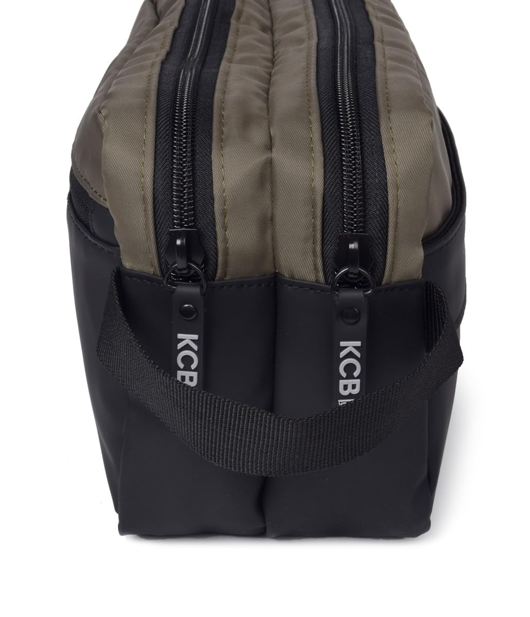 KCB Doppia borsa da uomo | Design spazioso e pratico | Tasche multiuso | Varietà di scomparti | Manico comodo e utile | 100% vegano, Kaki