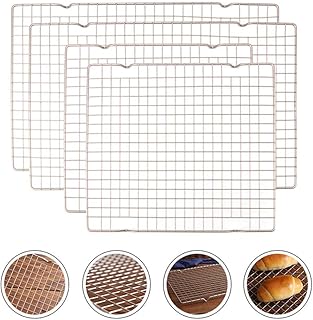 Tebery 4 Pack Cooling Racks Set Baking Racks - 16" x 10" & 11" x 10" (Champagne Gold)