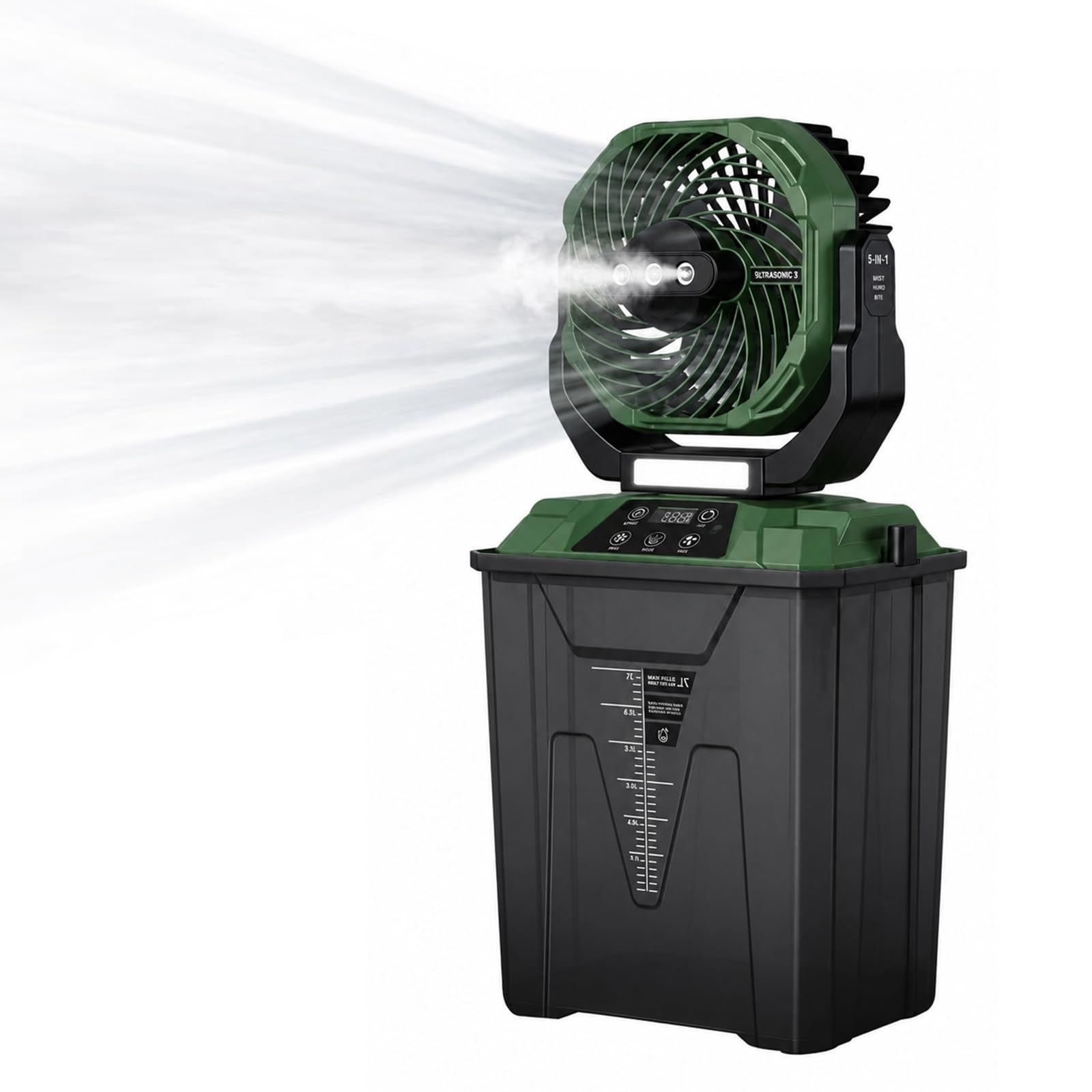 Ventilatore da campeggio portatile con base d'acqua, verde