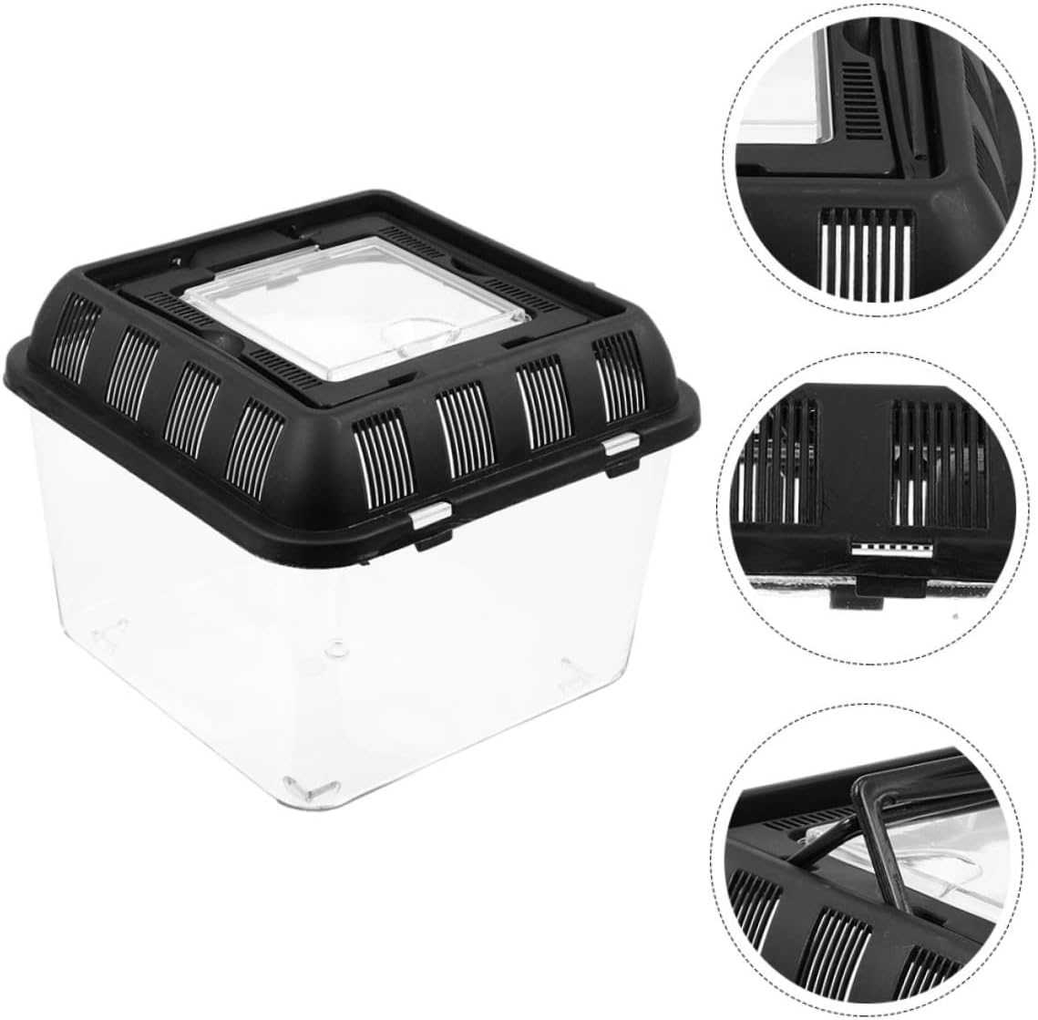 Turtle Transport Box Handle Reptile Breeding Box for Turtles Practical PET Display Container for Safe Travel and Feeding