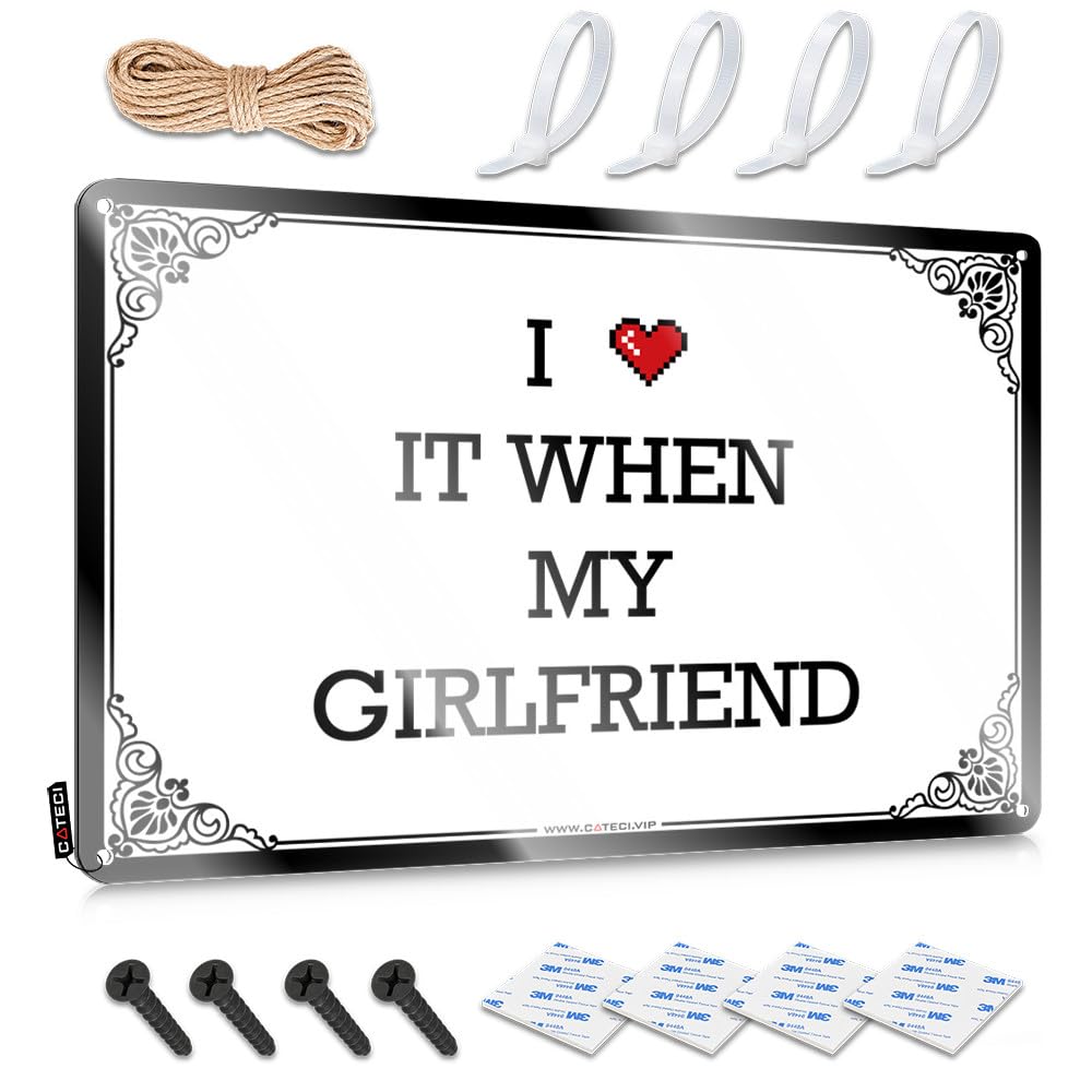 Tin Metal Sign Funny Teenage Room Decor Home Decor - I Love It When My Girlfriend Nice Rustic Style Artwork For Outdoor Bar(30X40CM)