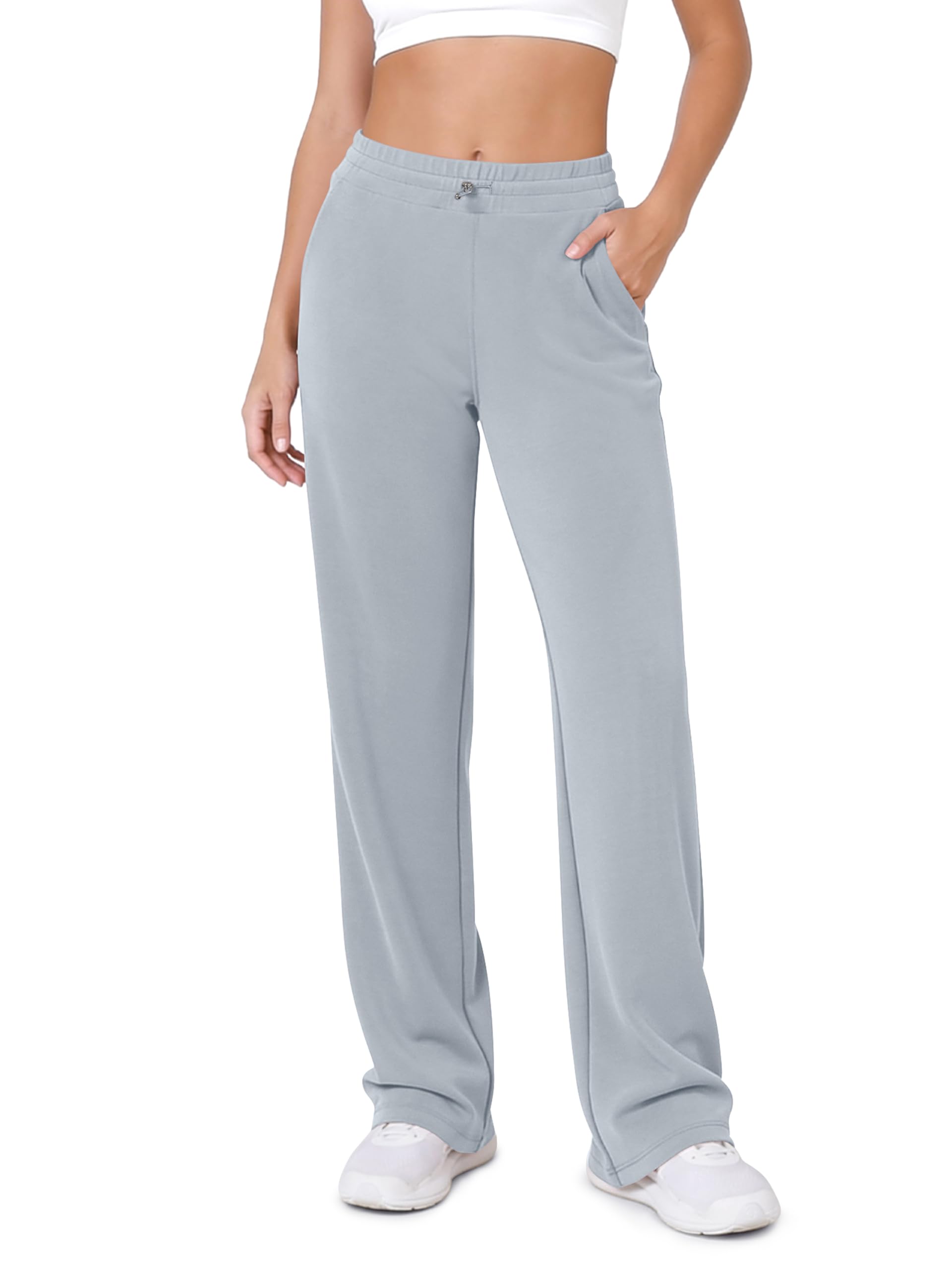 ODODOS Women's Modal Soft Wide Leg Pants with Pockets Adjustable Shockcord High Waist Casual Lounge Pants-27/29/31" Inseam