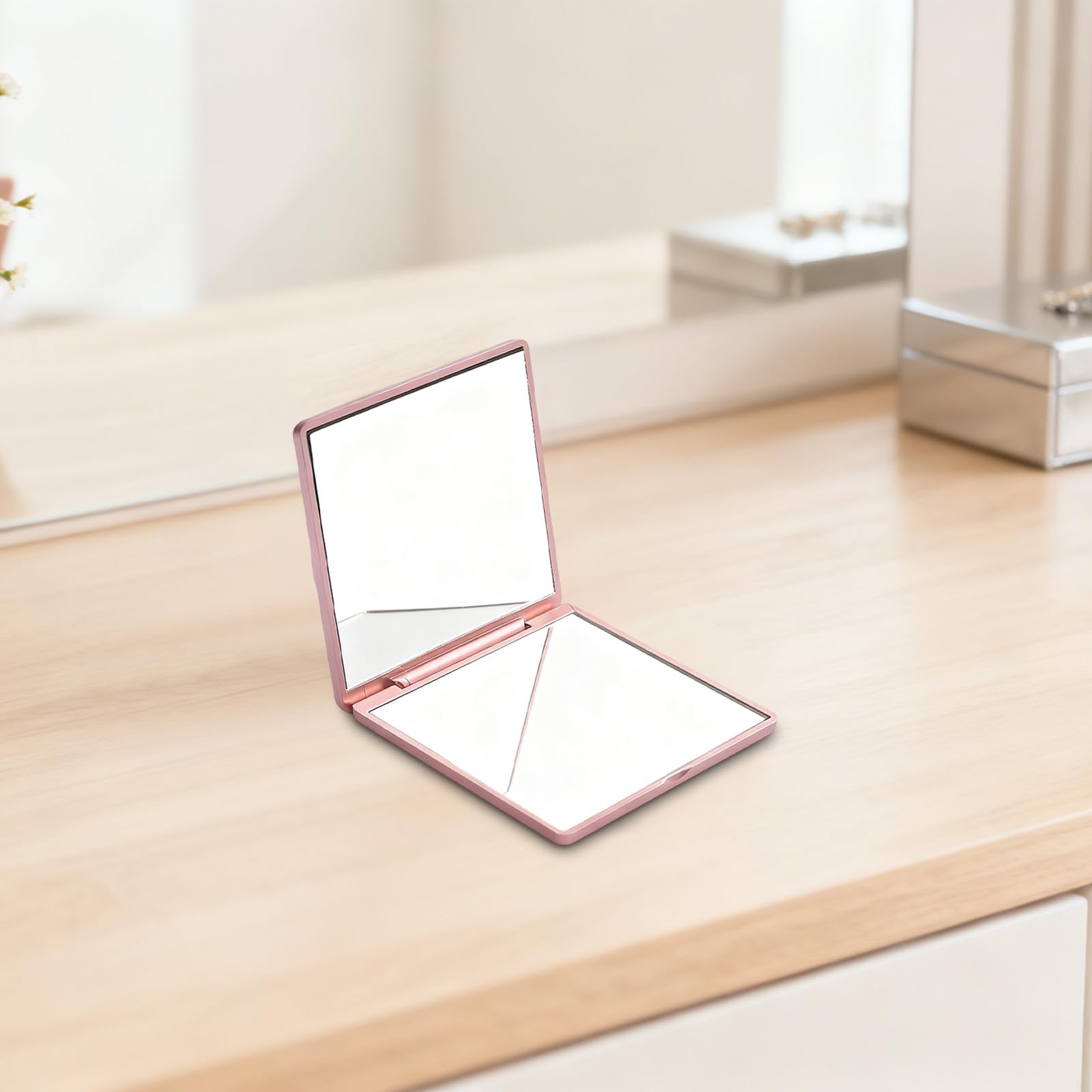 Generisch Specchio compatto a forma di rosa, 10 pezzi, doppio lato, ingrandimento 1X/3X, alloggiamento in metallo, pieghevole e portatile, per viaggi, bomboniere