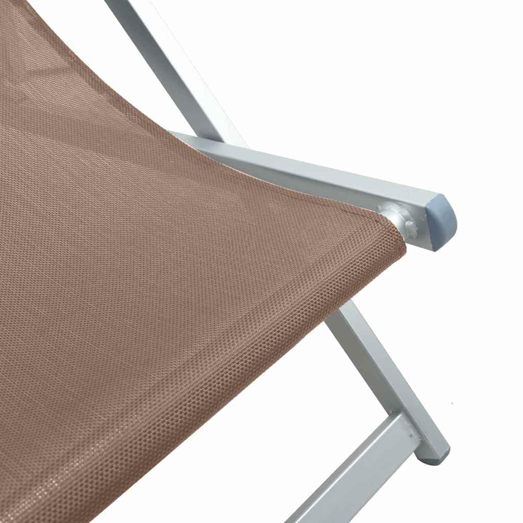 Składane krzesła plażowe, 2 sztuki, brązowe, aluminium, tekstylen
