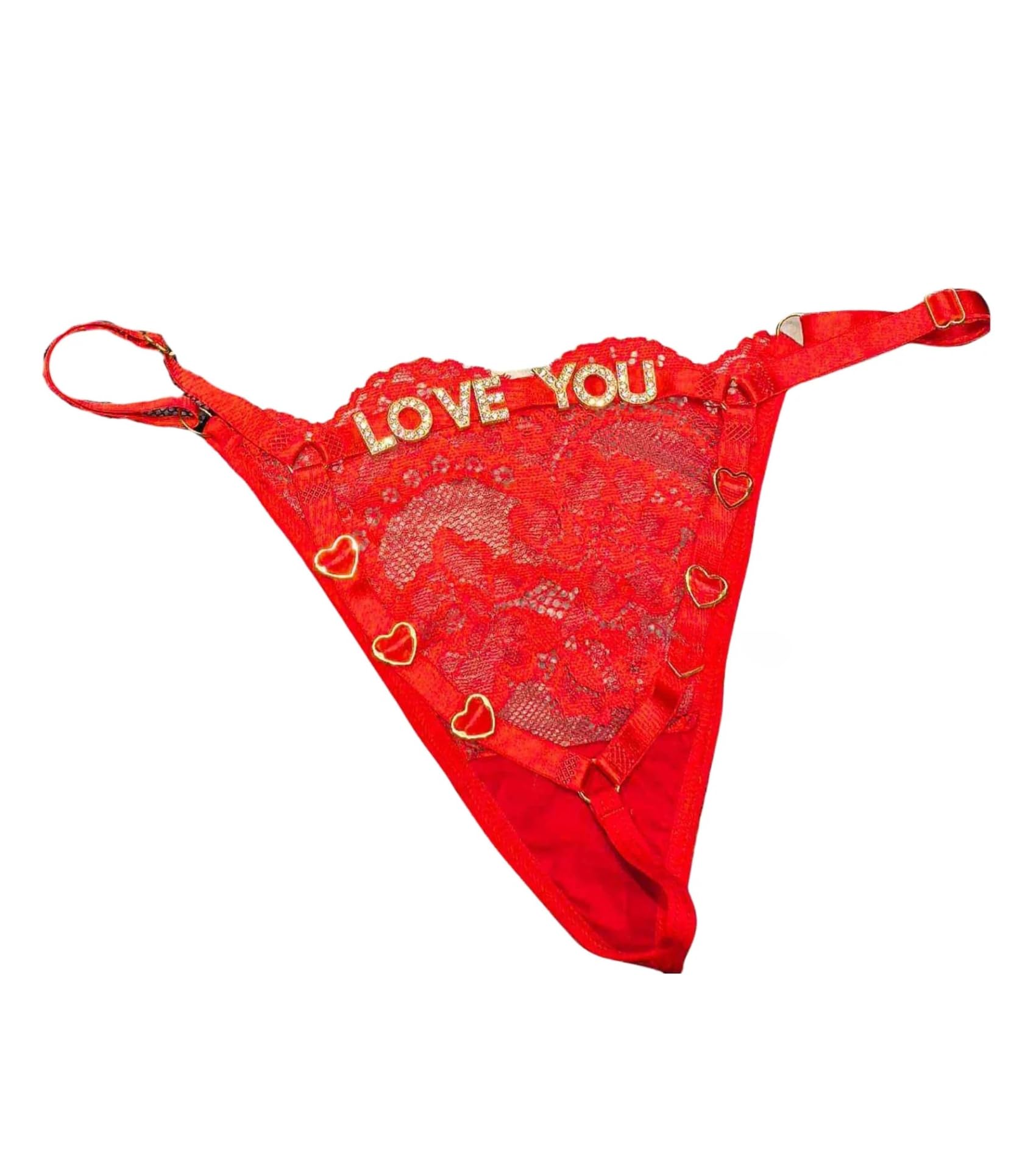 Women Lace Thong Panty with Rhinestone 'Love You' Strap | Sexy Lingerie Low Rise G String Panty | Soft Stretch Intimate Wear Romantic Honeymoon Nightwear Gift for Women (Free Size)-image-20
