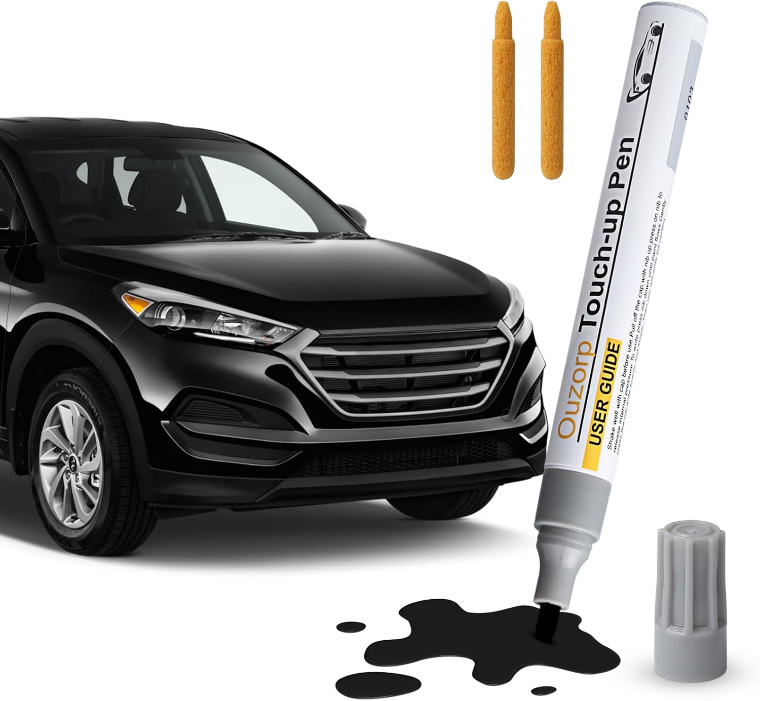 Ouzorp Gloss Black Touch Up Paint for Cars, Auto Touch Up