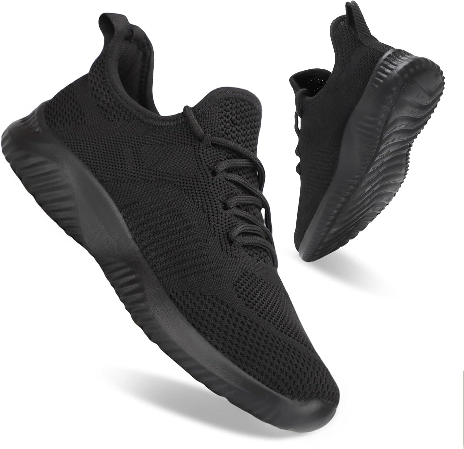 Slip On Sneakers for Women-Fashion Sneakers Walking Shoes Non Slip Lightweight Breathable Mesh Running Shoes Comfortable All Black 8.5