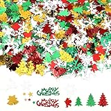 Christmas Glitter Confetti Table Decorations, Metallic Foil Snowflake Confetti for Christmas Party Decorations, Santa Xmas Tree Sequins Party Scatter for New Years Table Decor Winter Party Supplies