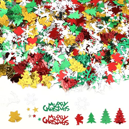 Christmas Glitter Confetti Table Decorations Metallic Foil Snowflake Confetti for Christmas Party Decorations Santa Xmas Tree Sequins Party Scatter for New Years Table Decor Winter Party Supplies