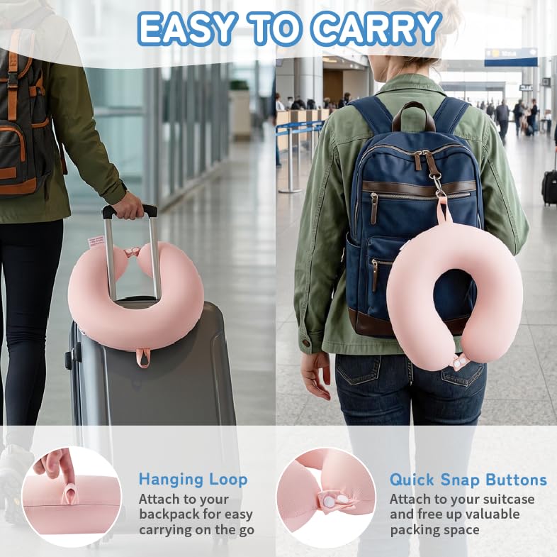 Image of Niuniu Daddy Cooling Travel Neck Pillow, Cool to Touch Memory Foam, Pink