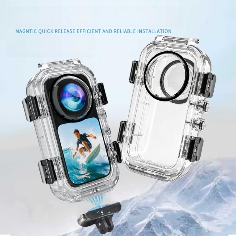 Boîtier étanche pour Insta360 X6, 60 m - Boîtier de protection pour plongée sous-marine avec trou fileté 1/4 et support magnétique à dégagement rapide - Accessoires de caméra d'action