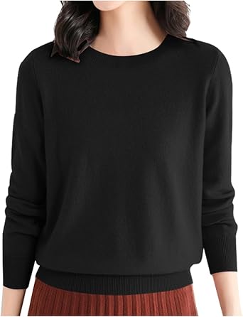 Qiribati Cashmere Sweaters for Women Crewneck Long Sleeve Jumper Lightweight Knitted Pullover Warm Cashmere Sweater Tops
