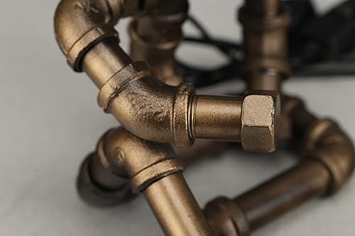 Miniatura 8 de WUBIANJIE Lámpara retro de tubo de agua, lámpara de robot industrial, bronce, estilo steampunk, personalidad, creativa, atmósfera, decoración, linda