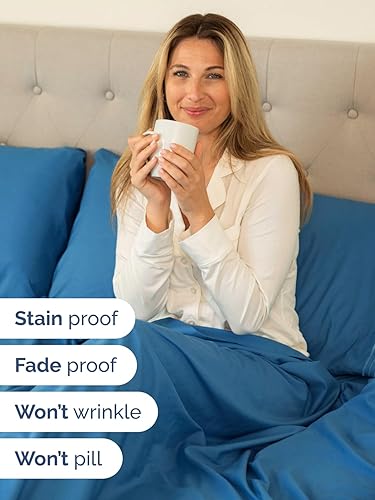 Miniatura 4 de Juego de sábanas de tamaño matrimonial, transpirables, refrescantes, con esquinas extraprofundas de 18-24 pulgadas, de ajuste fácil, supersuaves,