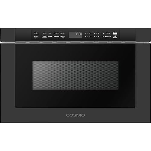COSMO COS-12MWDBK-NH 24 in. Haven Collection 1.2 cu. ft. Built-in Microwave Drawer, 1000W, Touch Controls, Defrosting Rack in Matte Black