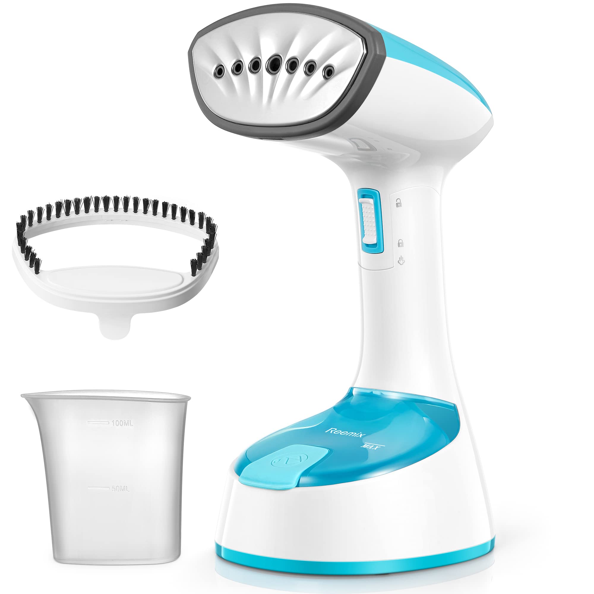 Reemix Steamer for Clothes, Folding Handheld Design Garment Wrinkles Remover, 20g/min Strong Penetrating Steam, 25-Sec Fast Heat-up, for Home, Office and Travel (Aqua Blue)