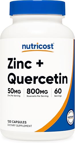 Nutricost Suplemento de zinc + quercetina (50 mg de zinc, 800 mg de quercetina) 120 cápsulas - Vegano, sin OMG, sin gluten, 60 porciones