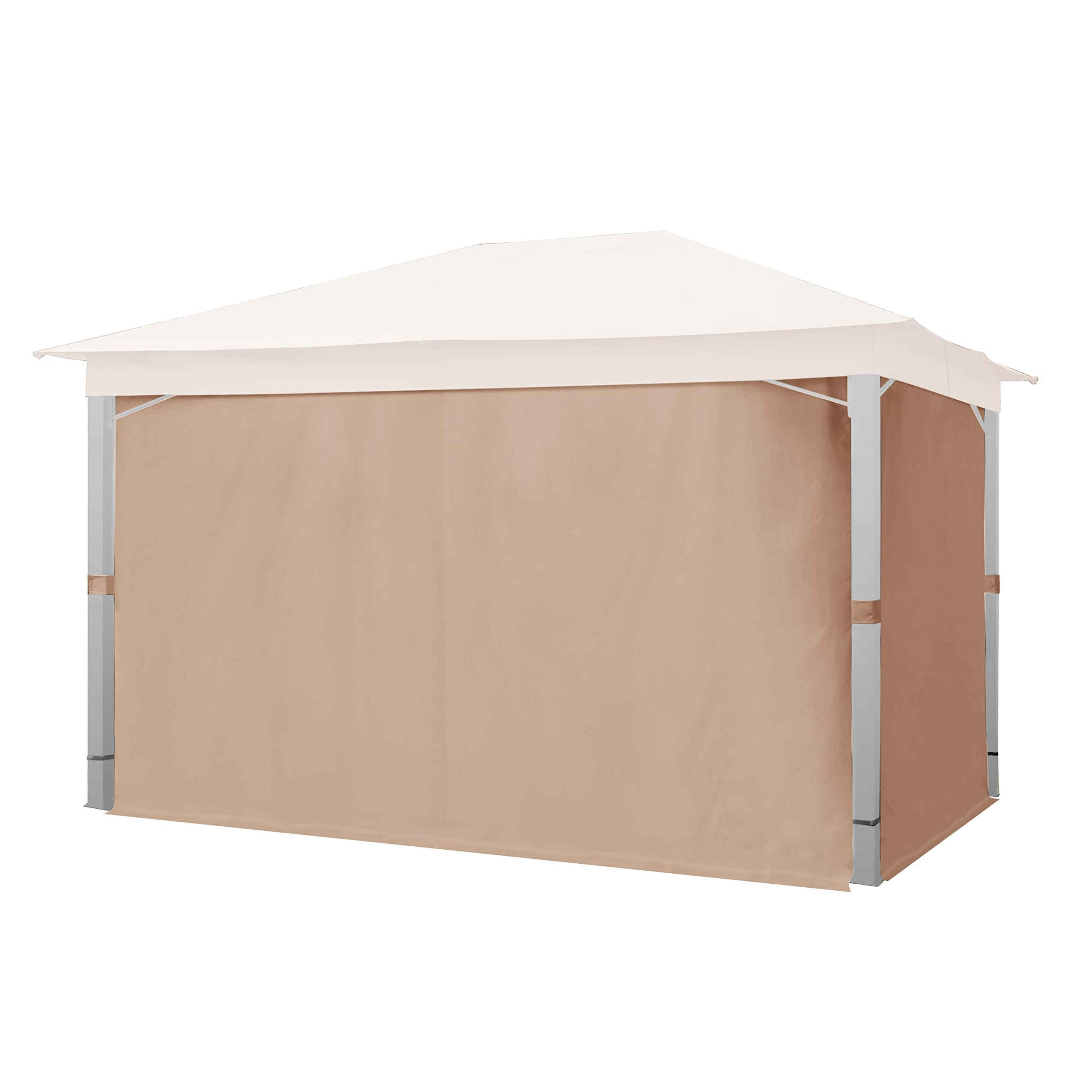TOOLPORT 4 Cortinas poliéster Aprox. 180 g/m² - Capuchino - para cenador de jardín Sunset Premium 3x4 m