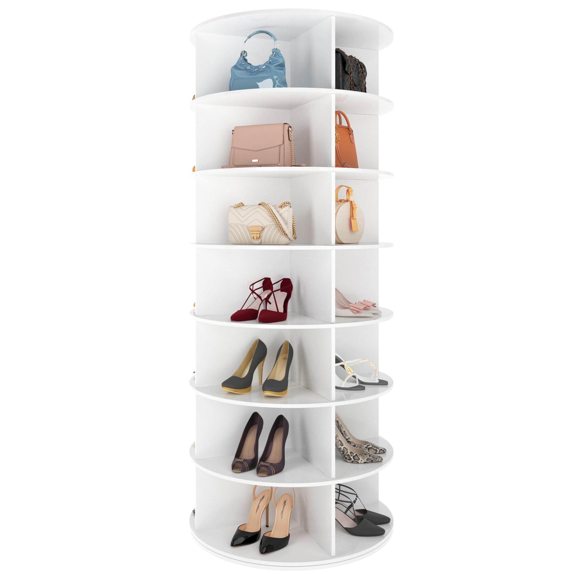 7-Tier Rotating Shoe Rack - 360° Spinning Tower Holds 28+ Pairs, Easy Assembly, PVC-486160
