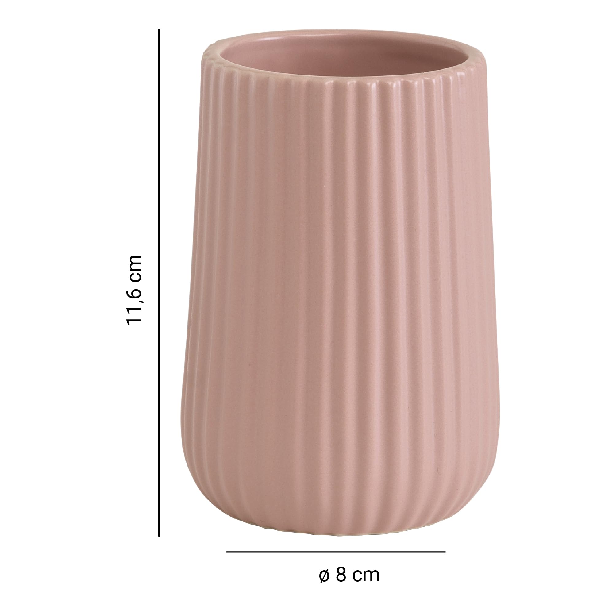 Gedy Marika Toothbrush Holder, Ceramic, Pink, 8 x 8 x 11.6 cm, 8x8x11,6cm - Image 3