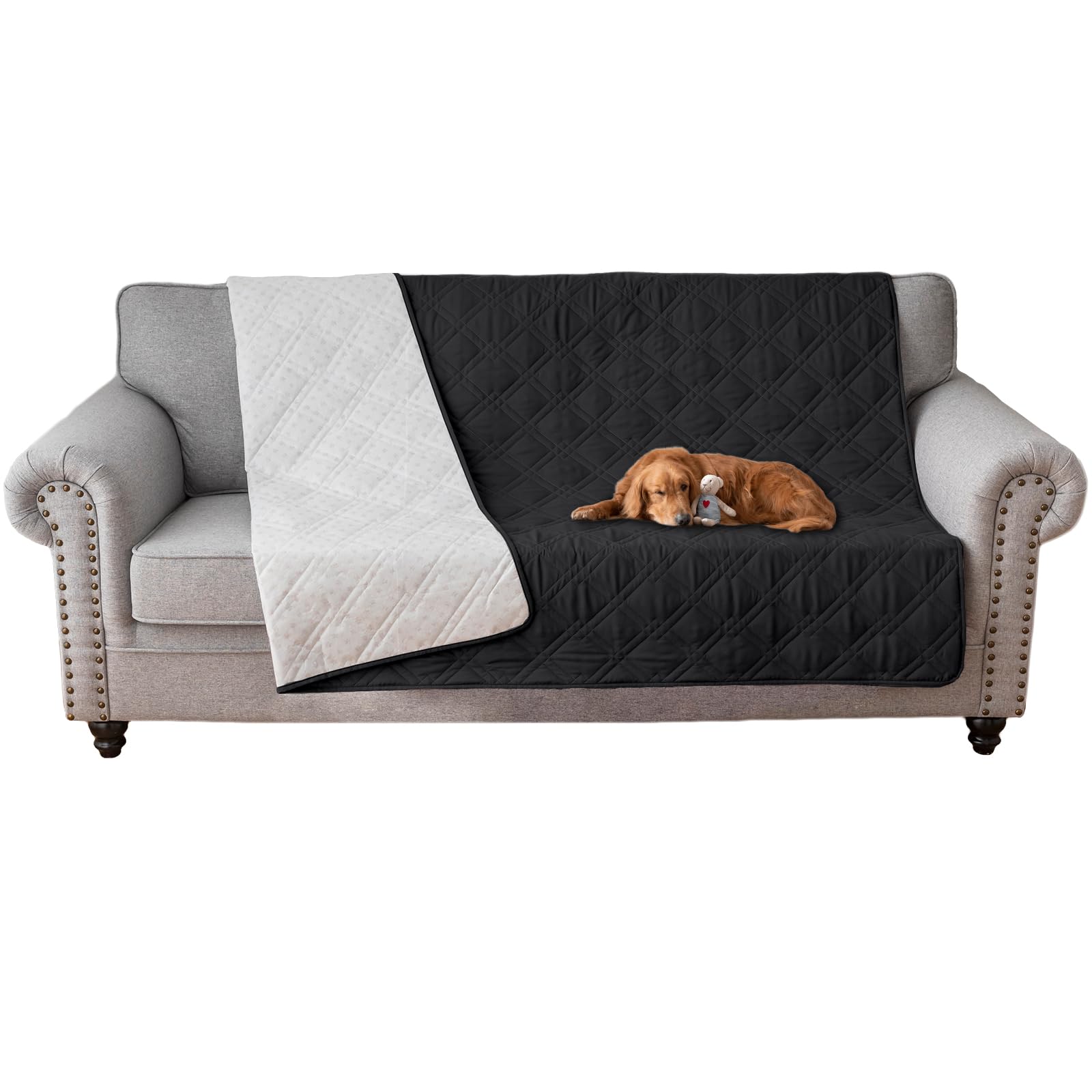 Waterproof Dog Bed Cover Anti-Slip Pet Blanket Sofa Couch Furniture Protector for Dog Cat (Black, 40X50inch), KL007