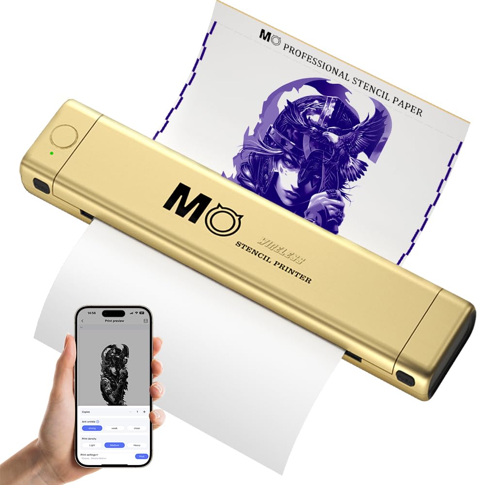Tattoo Stencil Printer for Artist Unique Gold Tattoo Printer Professional-Grade Transfers Capable of Handling Complex Shading and Linework for Compatible with Smartphone & PC Tattoo Supplies-image-8