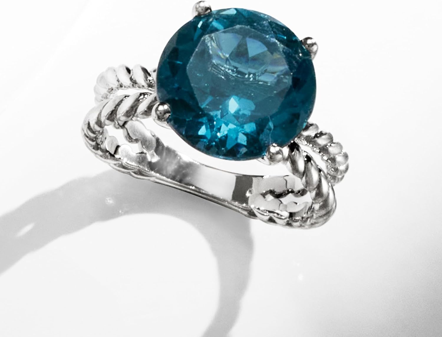 Ross-Simons 6.75 Carat London Blue Topaz Open-Space Roped Ring in Sterling Silver
