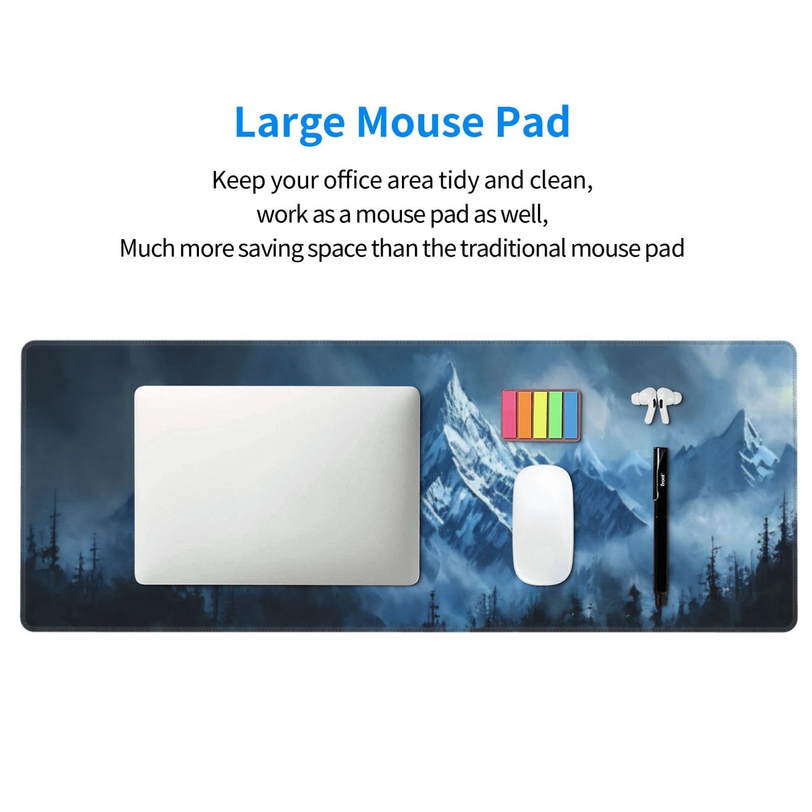Alfombrilla de mouse para juegos, alfombrilla de mouse grande con base de goma antideslizante, alfombrilla de mouse para teclado, alfombrilla de escritorio con bordes cosidos, 31.5 x 11.8 pulgadas,