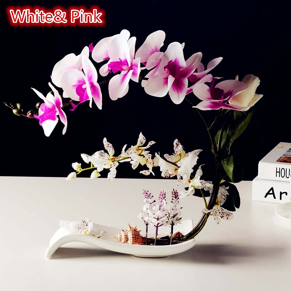 YUANXIN Flores artificiales Phalaenopsis, decoración del hogar, flores artificiales, flores secas, flores de seda, rosas florales (blanco)
