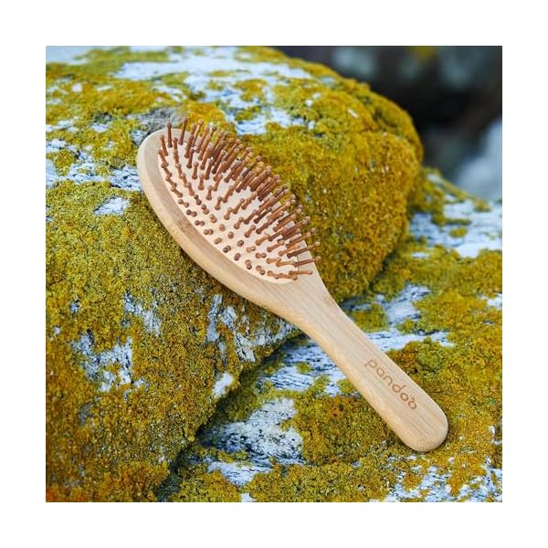 pandoo Bambus Haarbürste mit Naturborsten - Vegan, umweltfreundlich - Natur-Bürste mit Bambusborsten für natürlich schöne Haare für Männer, Frauen & Kinder - Detangler – Bild 5