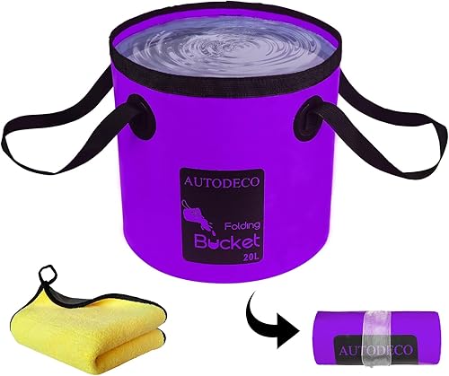 AUTODECO Cubo plegable Contenedor de 5 galones Cubo de agua plegable Lavabo portátil 20L